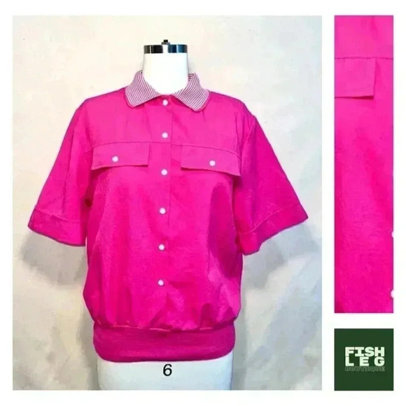 Tops - Vintage | Barbiecore 90s SS Button Down Polo - Bubblegum Pink / Sz M